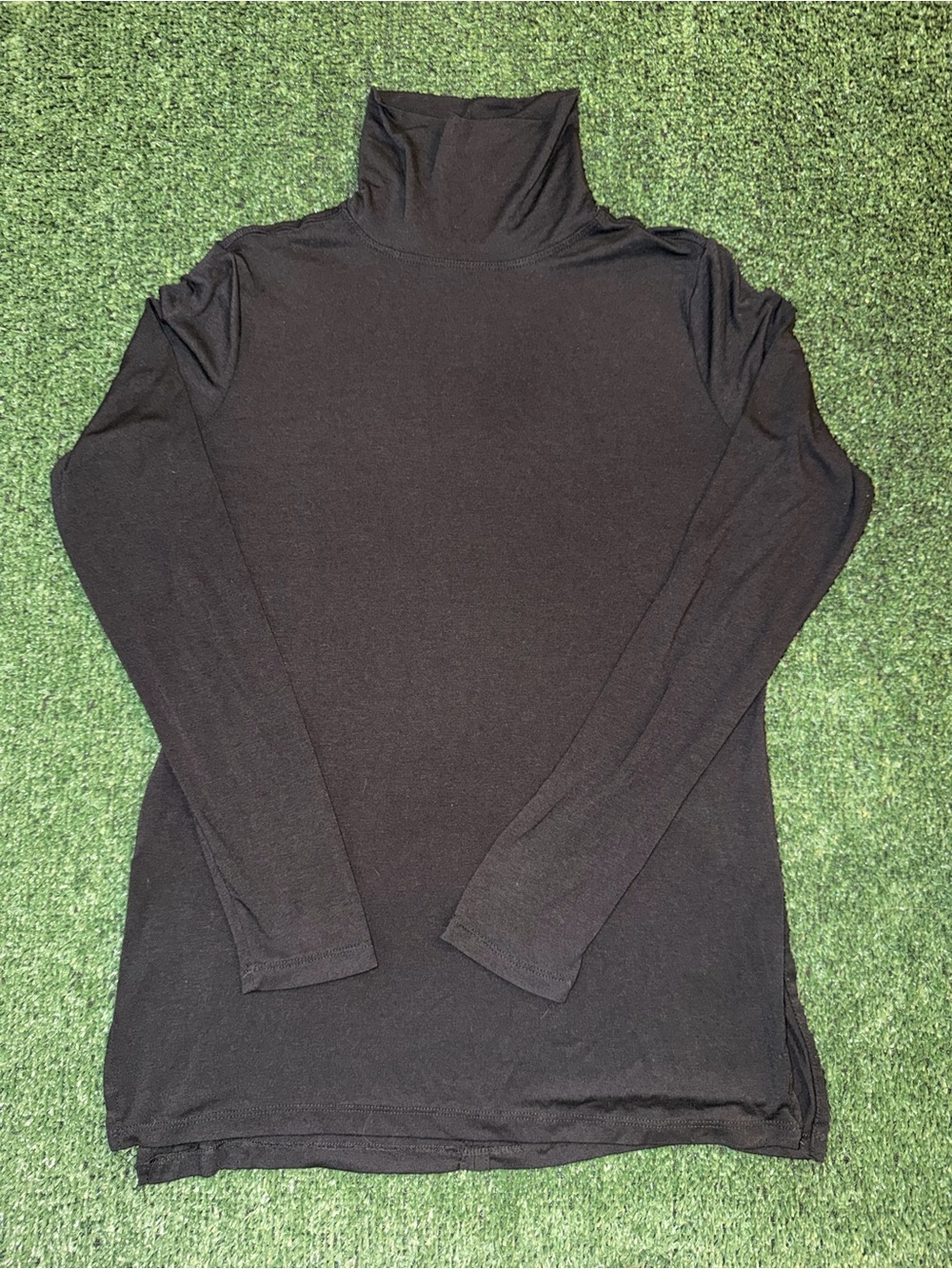VINA Black Modal Blend Mock Neck Top Women’s Medium Soft Stretch Long Sleeve